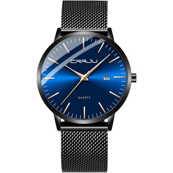 Other - Men's Black Blue Gold  Minimal Casual Waterproof Stainless Steel Mesh Band Watch